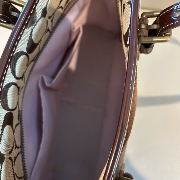 Vintage COACH G04Q-1443 TAN LEATHER SUEDE Signature C TOTE BAG - Picture 9 of 13